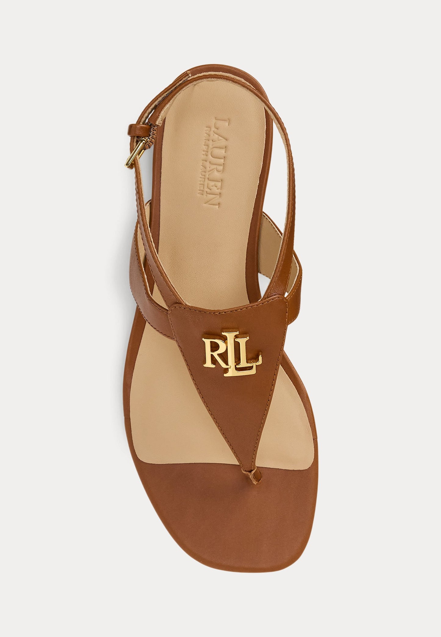 Lauren Ralph Lauren EVERLEY CALFSKIN SANDAL - Tongs - lauren tan