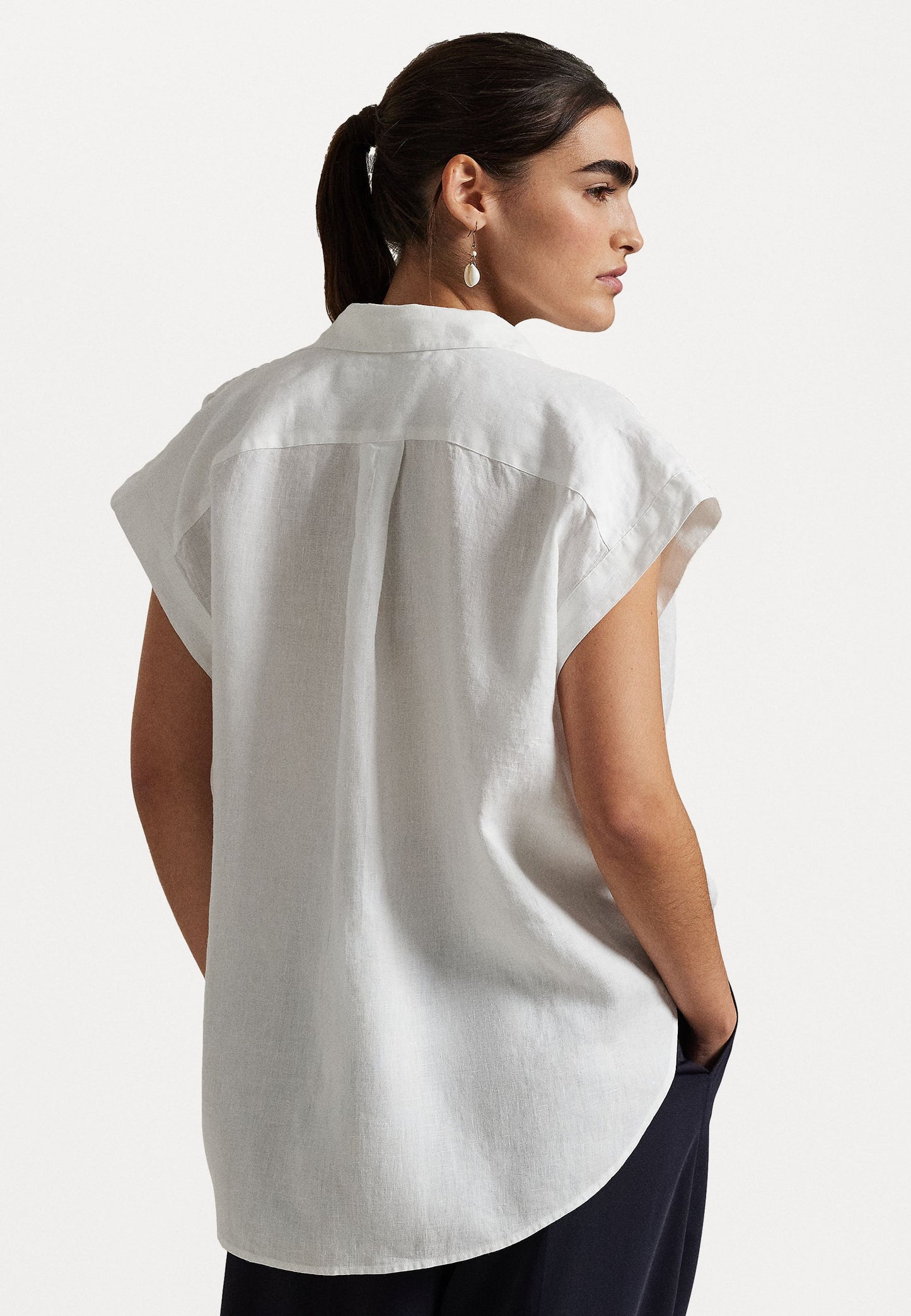 Polo Ralph Lauren LINEN POPOVER SHIRT - Blouse - white