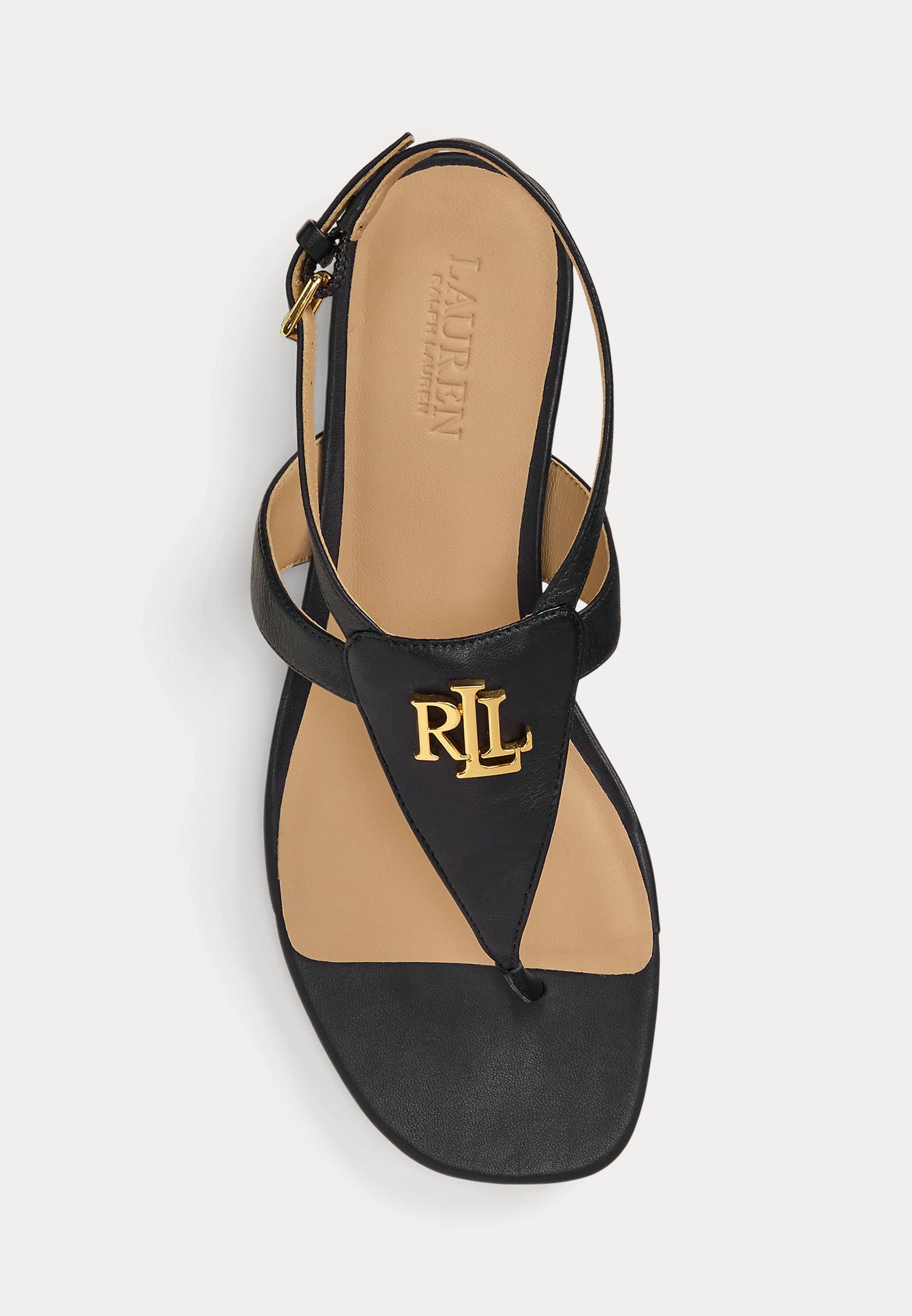 Lauren Ralph Lauren EVERLEY CALFSKIN SANDAL - Tongs - lauren tan