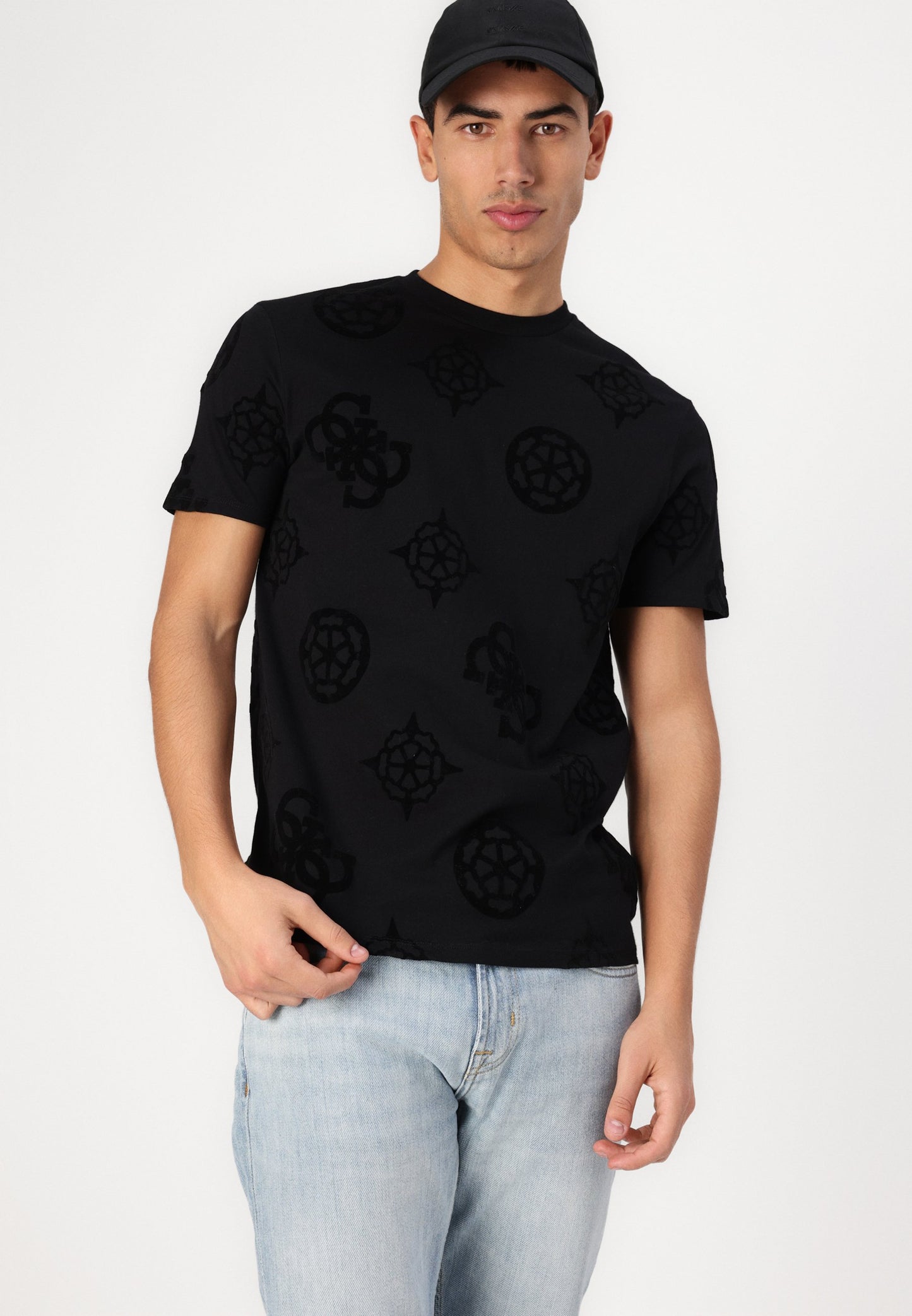 Guess PEONY - T-shirt imprimé - jet black