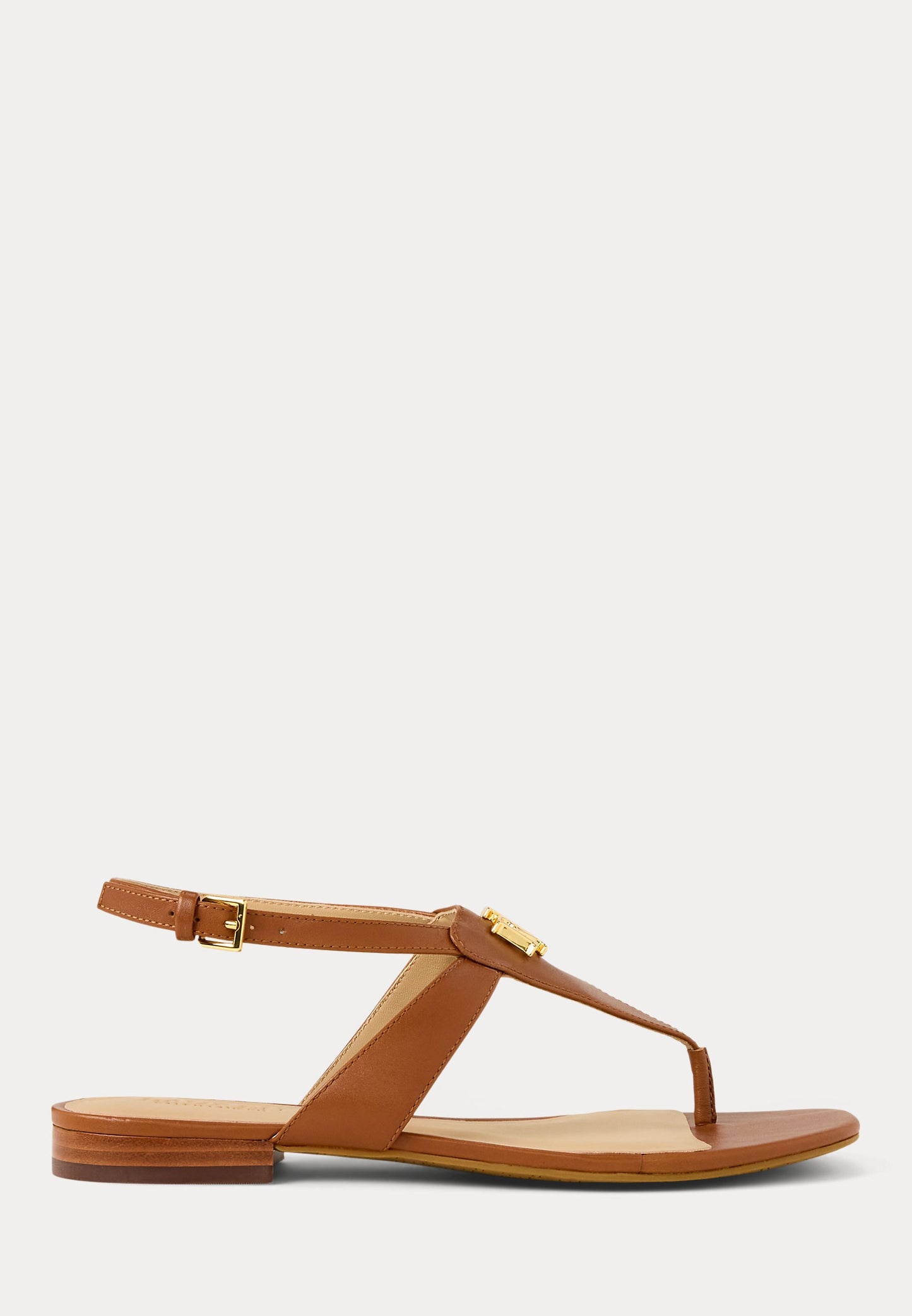 Lauren Ralph Lauren EVERLEY CALFSKIN SANDAL - Tongs - lauren tan