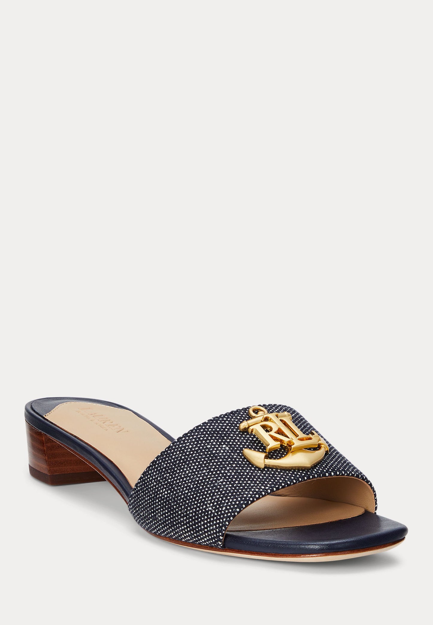 Lauren Ralph Lauren ANCHOR-LOGO CROSS-DYED CANVAS SANDAL - Mules à talons