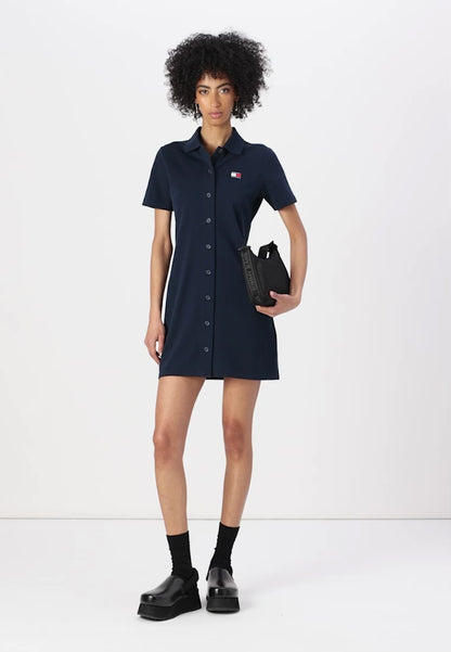 Tommy Jeans BADGE DRESS - Robe chemise - dark night navy