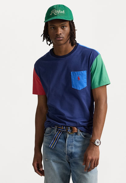 Polo Ralph Lauren CLASSIC FIT JERSEY POCKET T-SHIRT - T-shirt imprimé - light navy multi