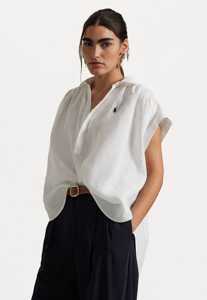 Polo Ralph Lauren LINEN POPOVER SHIRT - Blouse - white