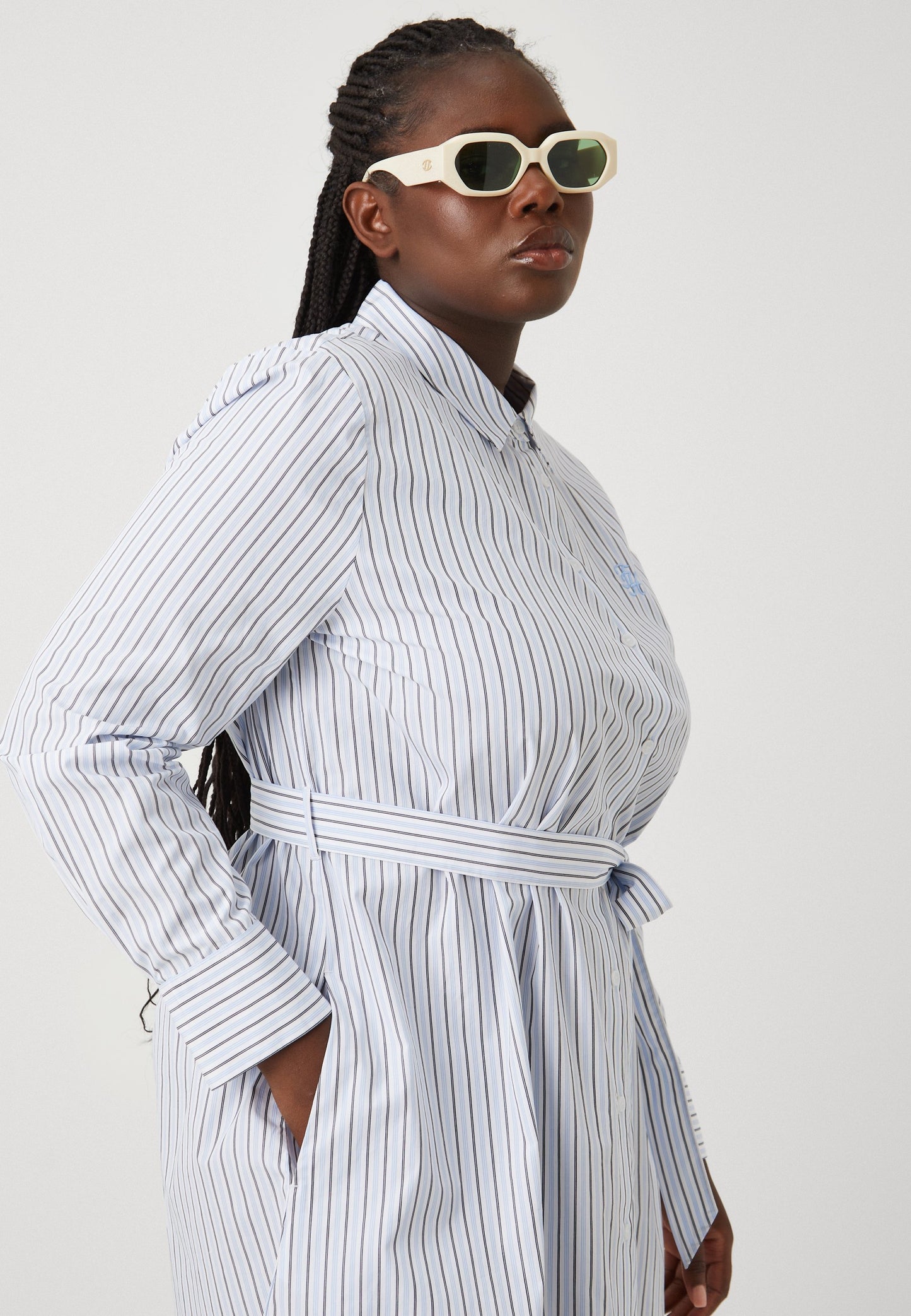 Tommy Hilfiger Curve STRIPE SHIRTDRESS - Robe chemise - vessel blue