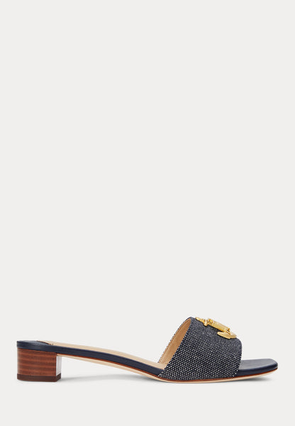 Lauren Ralph Lauren ANCHOR-LOGO CROSS-DYED CANVAS SANDAL - Mules à talons