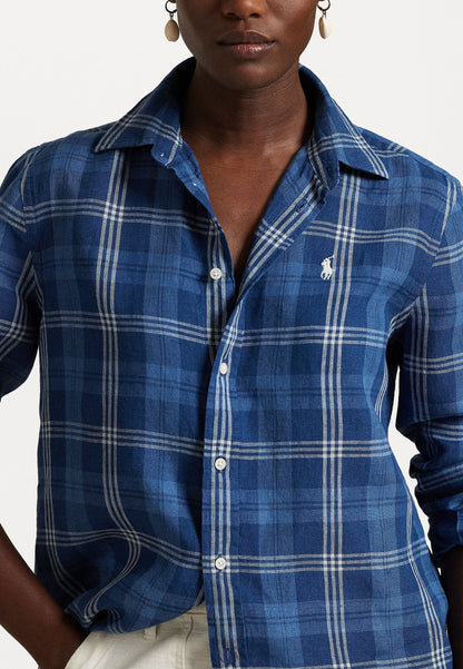 Polo Ralph Lauren CLASSIC FIT PLAID LINEN SHIRT - Chemisier