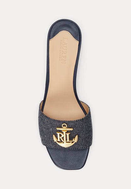 Lauren Ralph Lauren ANCHOR-LOGO CROSS-DYED CANVAS SANDAL - Mules à talons