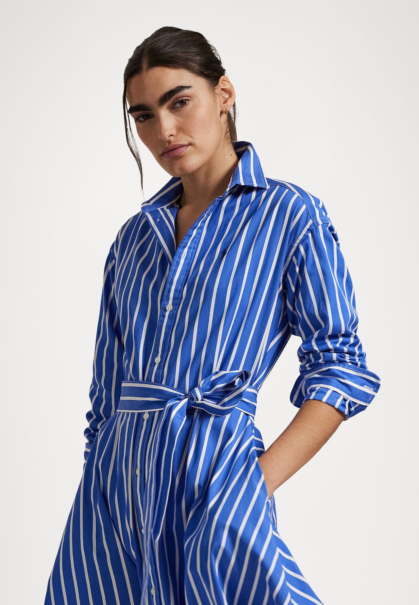 Polo Ralph Lauren BELTED WIDE STRIPE COTTON SHIRTDRESS - Robe chemise