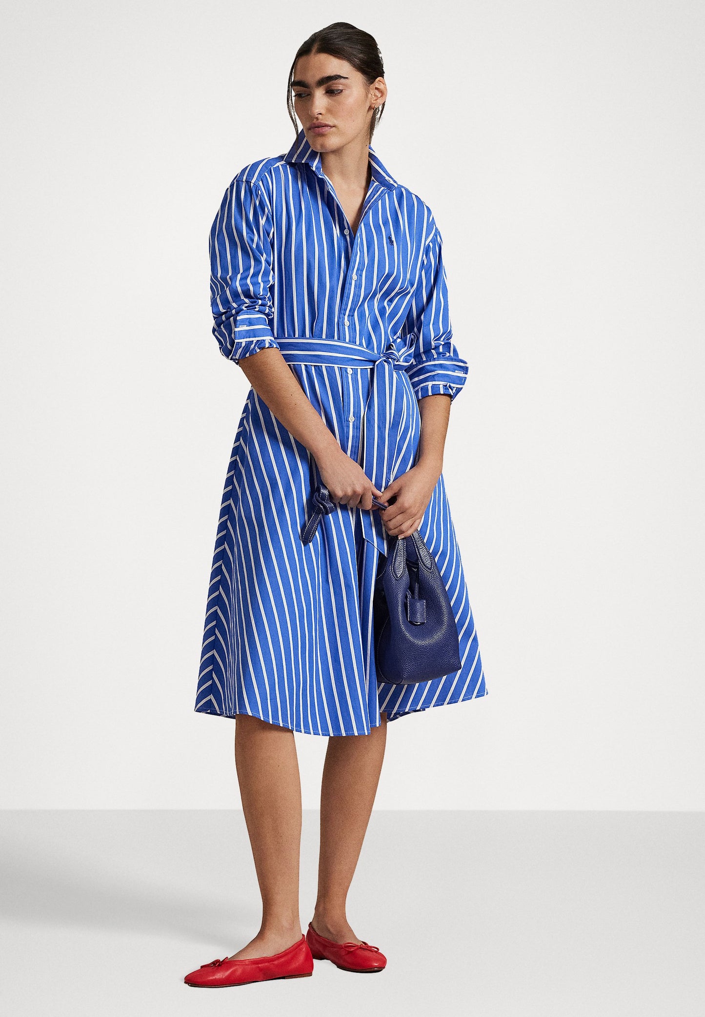 Polo Ralph Lauren BELTED WIDE STRIPE COTTON SHIRTDRESS - Robe chemise