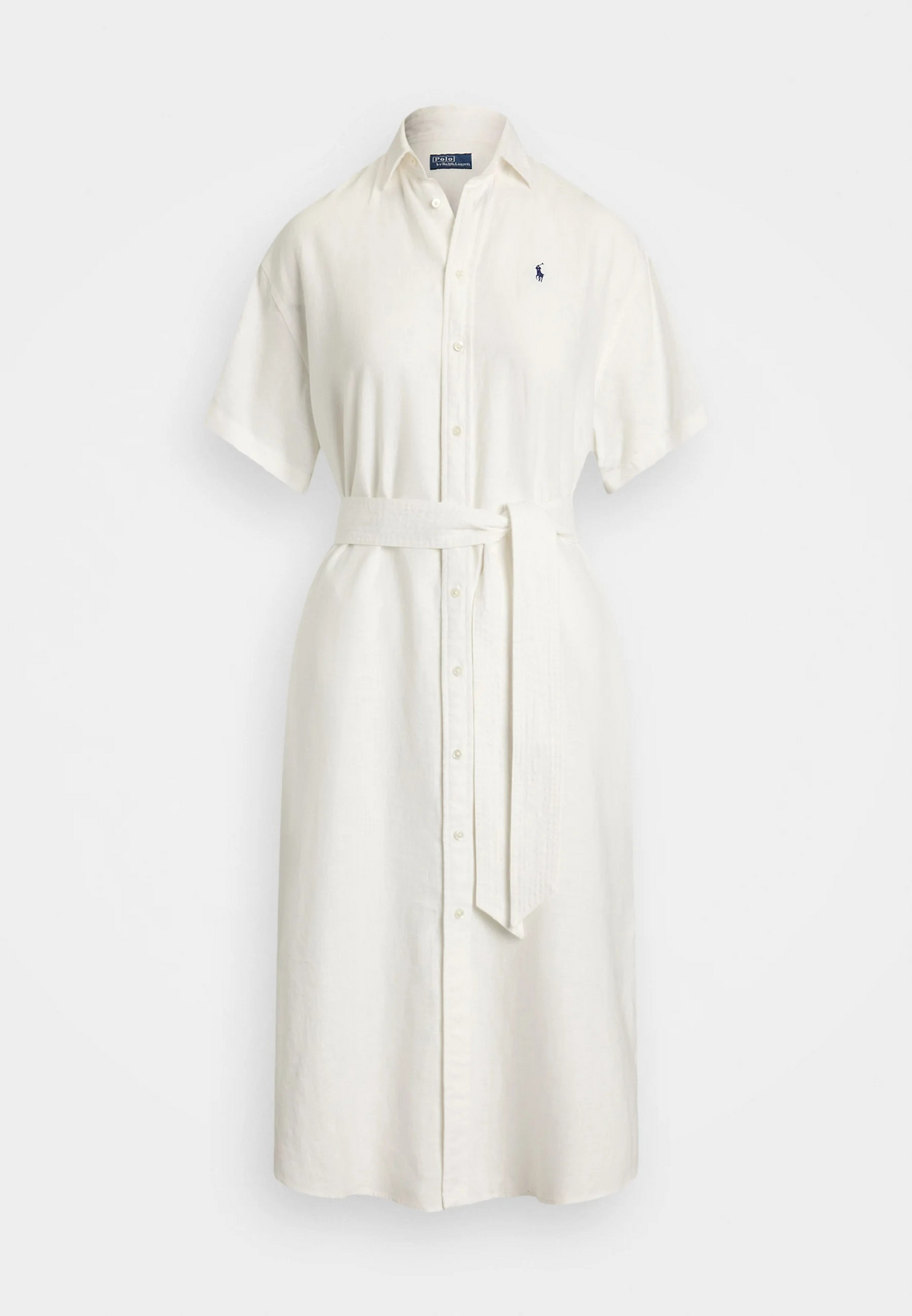 Polo Ralph Lauren BELTED LINEN SHIRTDRESS - Robe chemise - white